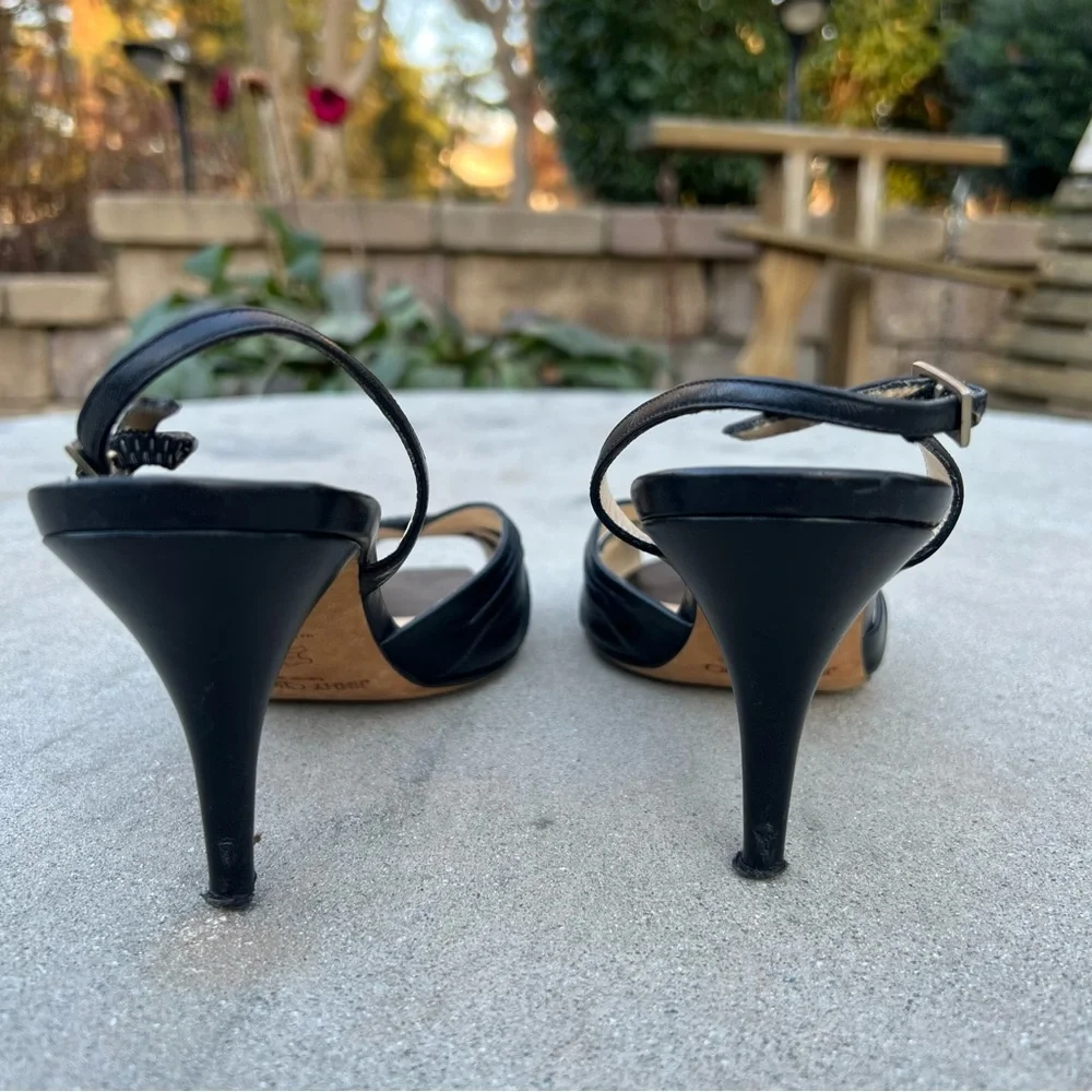 Jimmy Choo Black Slingback Open Toe Heels Size  40 - Picture 8 of 13